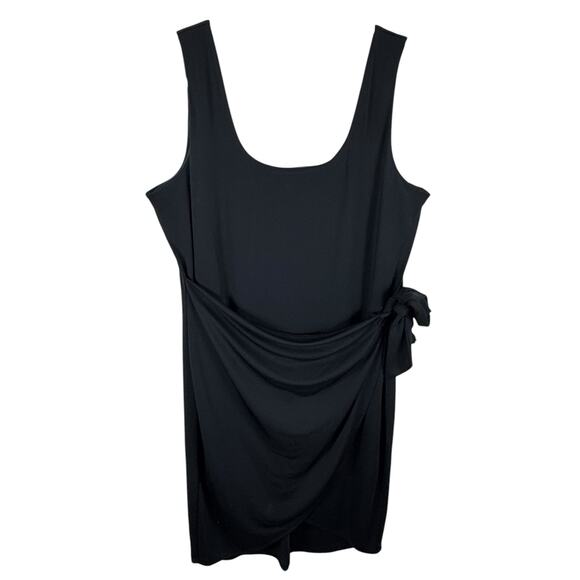 Express Dresses & Skirts - Express Black Jersey Knit Faux Wrap Stretchy Scoop Neck Sleeveless Midi Dress XL